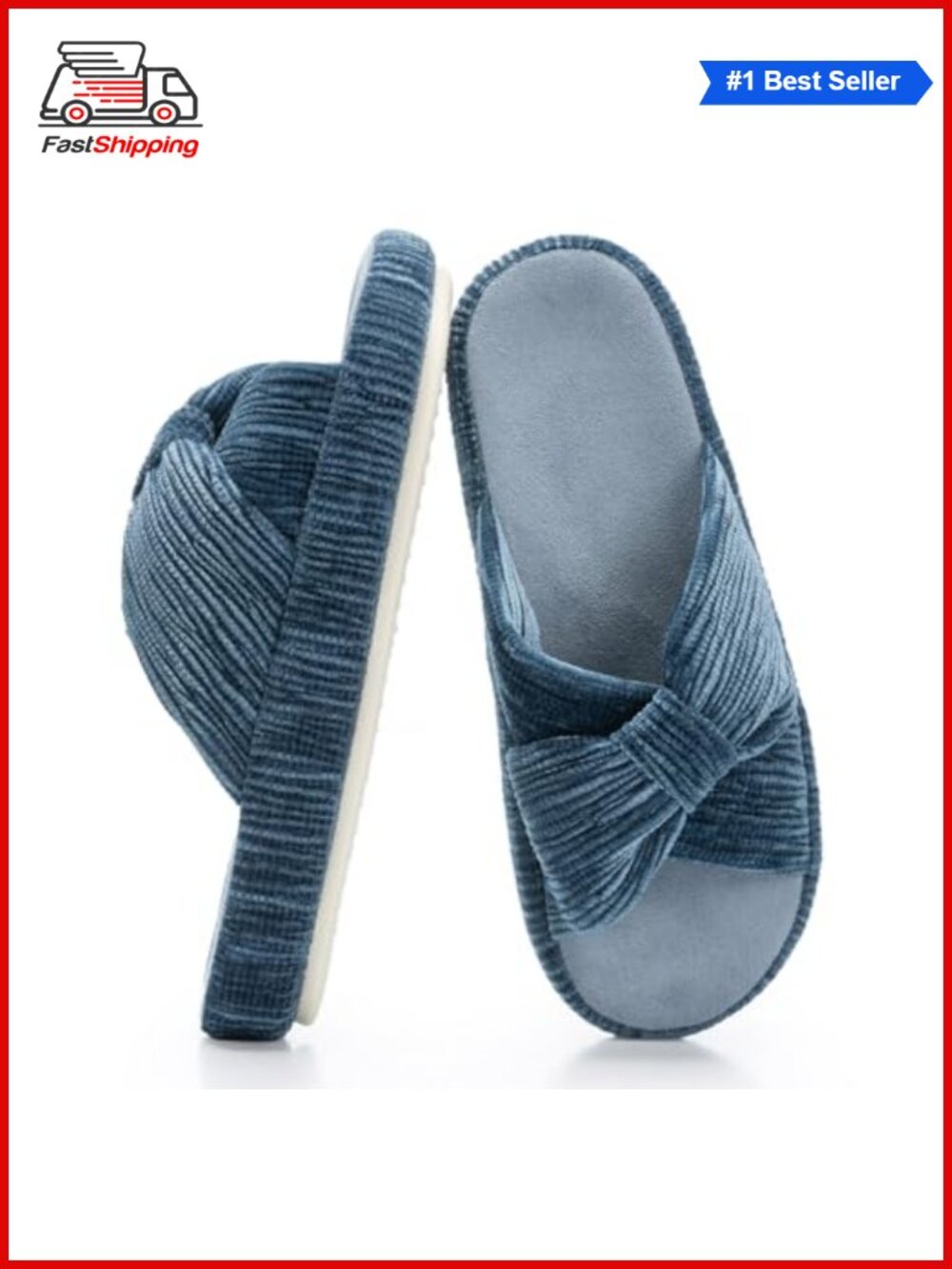 ✨ Women's Memory Foam Slippers Corduroy Bow Crossbands Comfy House Shoes